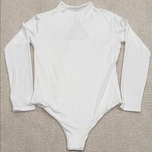 Chic White Long Sleeve Bodysuit | Zipper neck